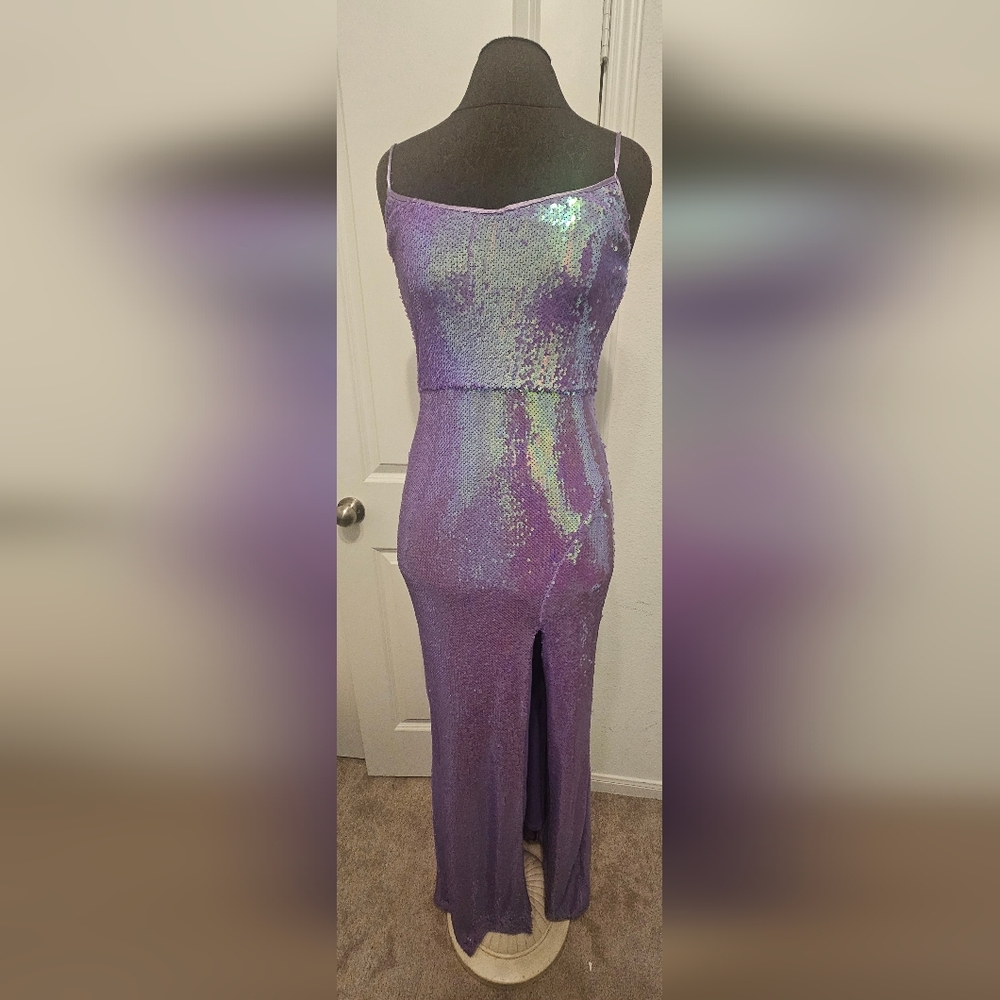 Elegant Purple Sequin Dress